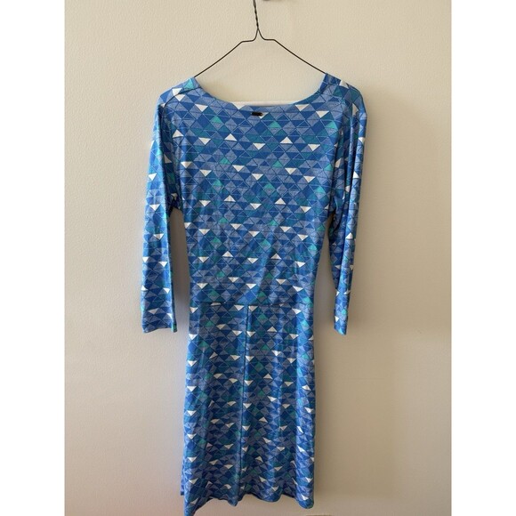 Hatley Wrap Dress Blue W Green And White Geometric Accents XS - Picture 3 of 8